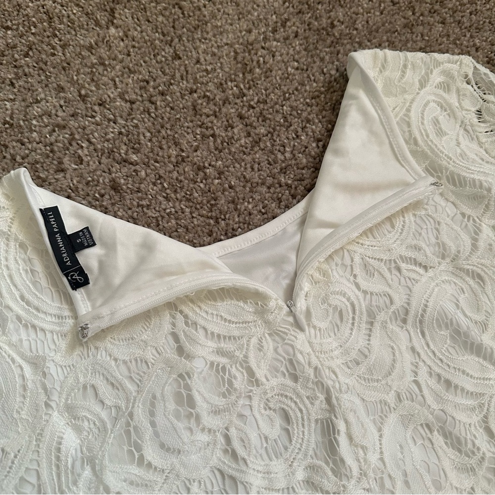 🪽 (NWOT) Adrianna Papell • White Lace Blouse - Picture 5 of 10